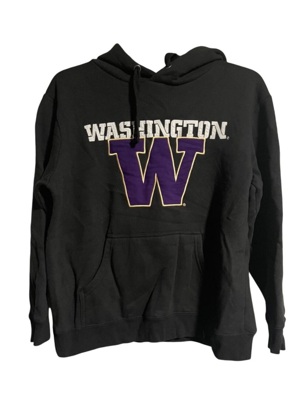 Washington Huskies Box Seat Hoodie Black  Size M Cotton Blend Box Seat